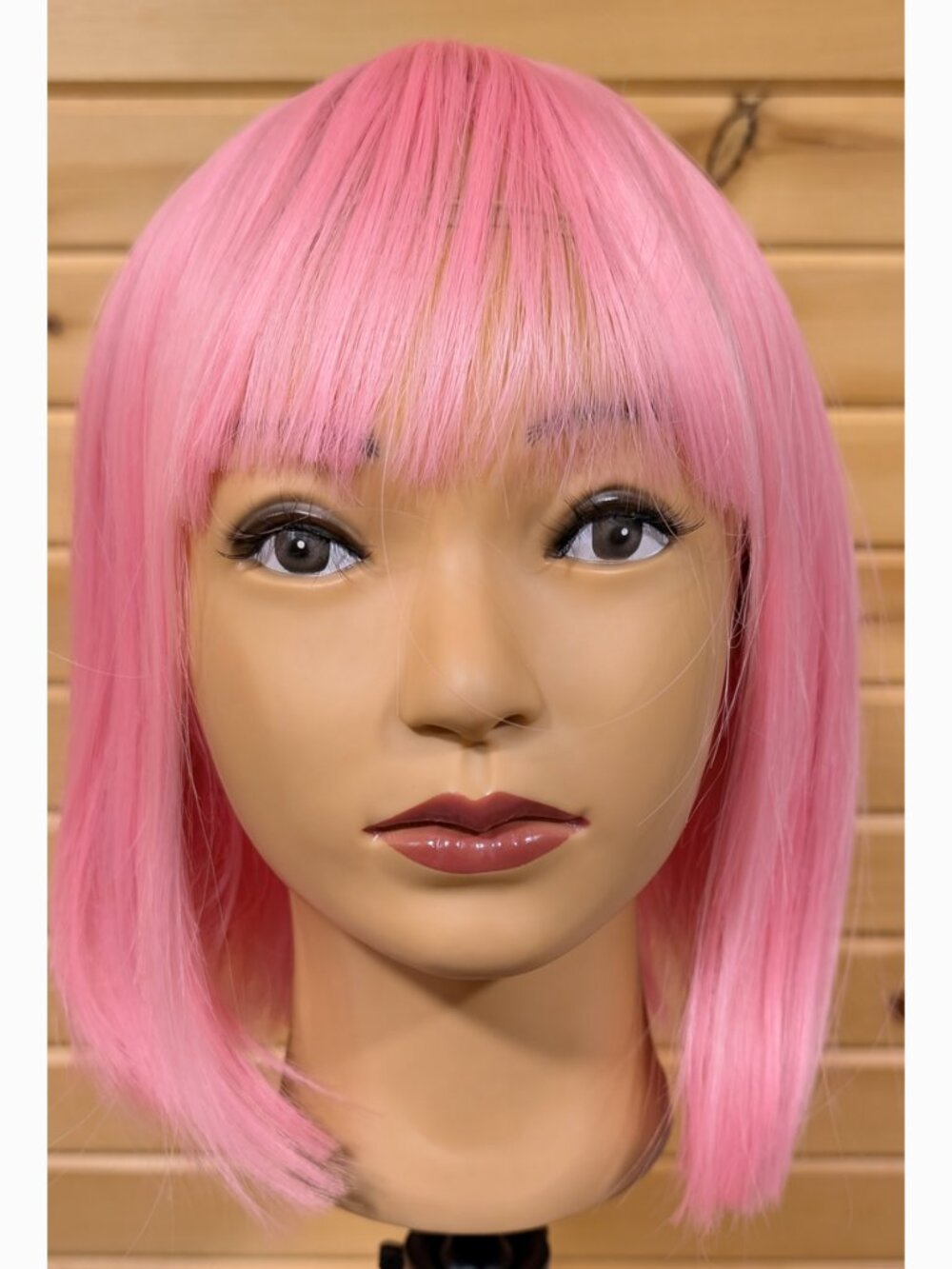 12" Pink Bob Wig with Bangs